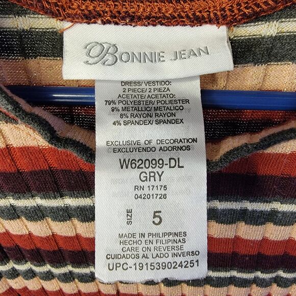 Bonnie Jean Top (ONLY) Striped Sleeveless Shimmer - Size 5 - Picture 3 of 3